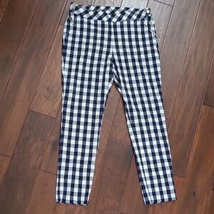 Rafaella Navy Blue & White Checkered Plaid Pullon Pants size 12